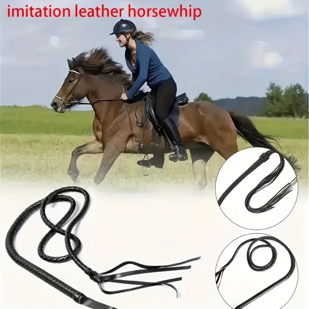 سوط رعاة البقر شديد التحمل - سوط من الجلد الصناعي لتدريب الفروسية والأداء مع قبضة مريحة #6