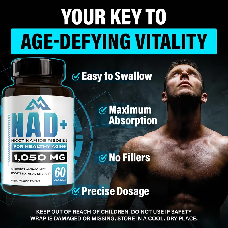 

NAD supplement nicotinamide nucleoside containing trans resveratrol and TMG, supports cellular health,energy, and healthy aging