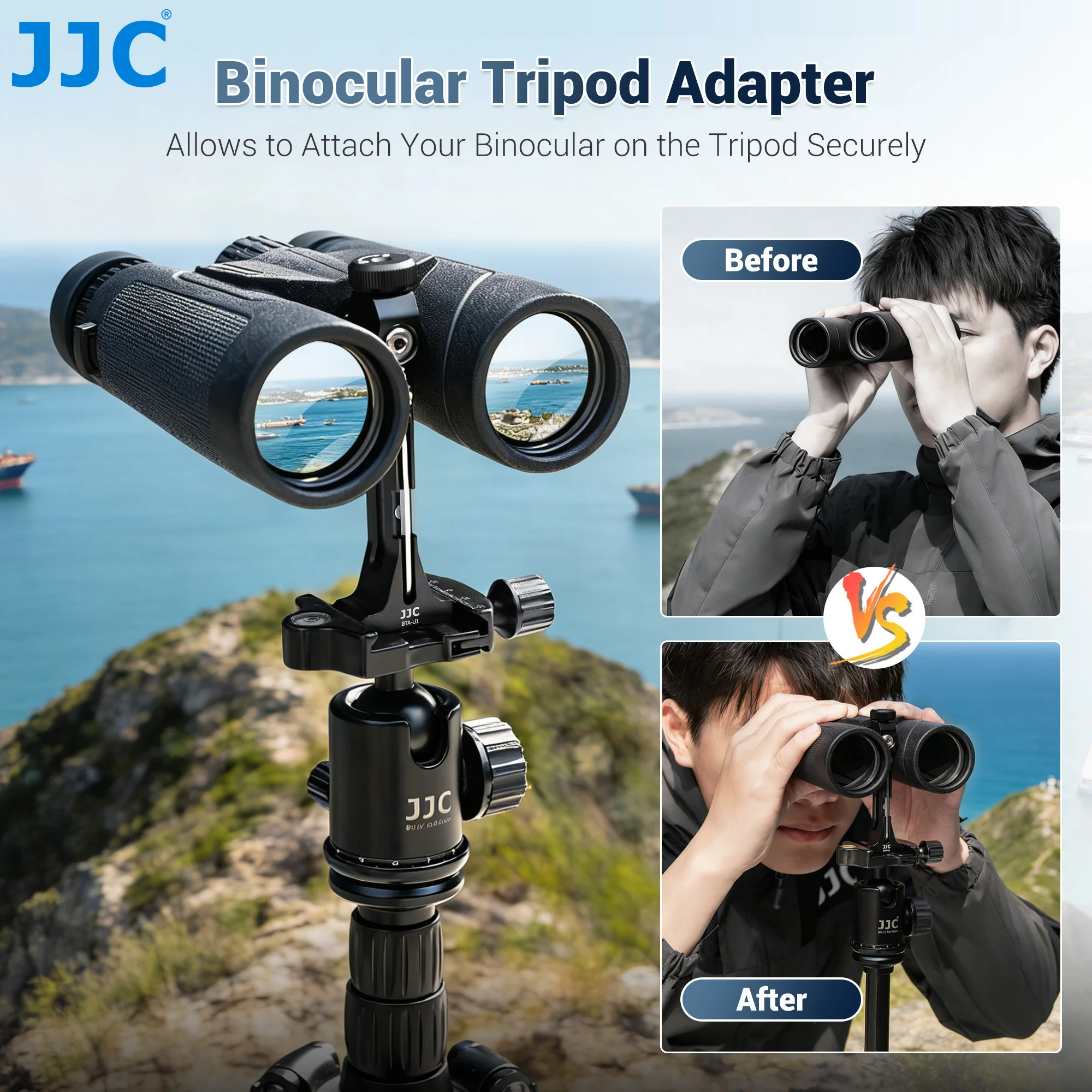 JJC Metal Binocular Tripod Adapter Universal Portable Binocular Mount Bracket Compatible with Binoculars Arca-type Tripods