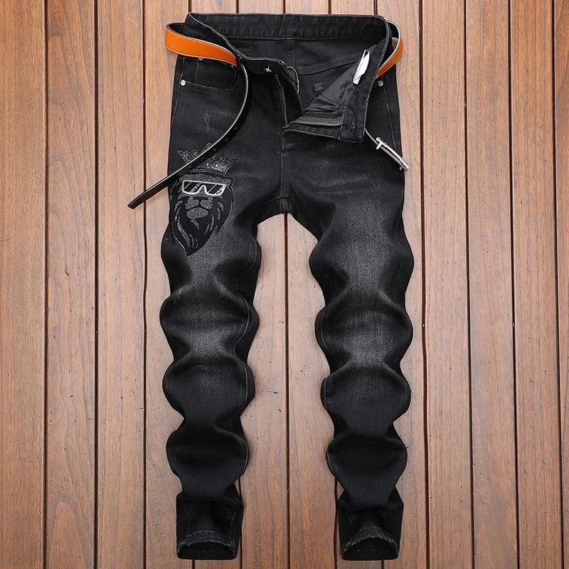 

Autumn and Spring New Fashion Trend Retro Sports Straight Leg Elastic Denim Pants Men's Casual Comfortable High Quality Jeans