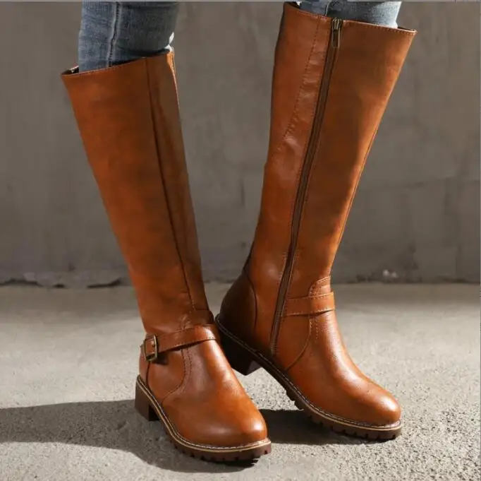 

New Female Platform Thigh High Boots Fashion Slim Chunky Heels Over The Knee Boots Women Party Shoes Round toe boots for ladies