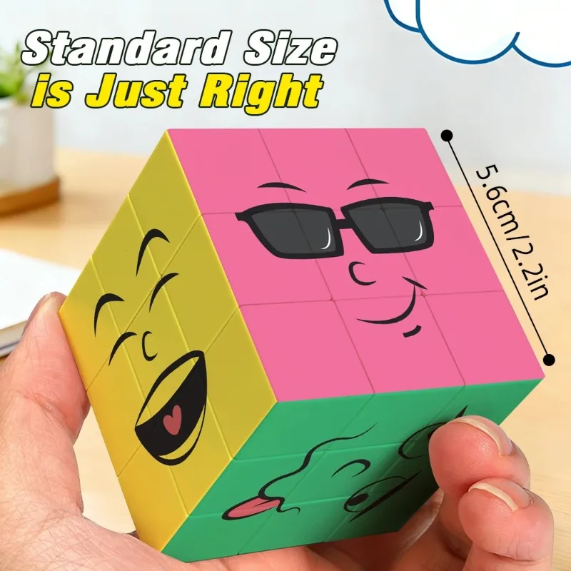 Magic 3x3x3 smiley face UV fun relieves stress Professional game speed soft problem is suitable for educational toys and gifts.