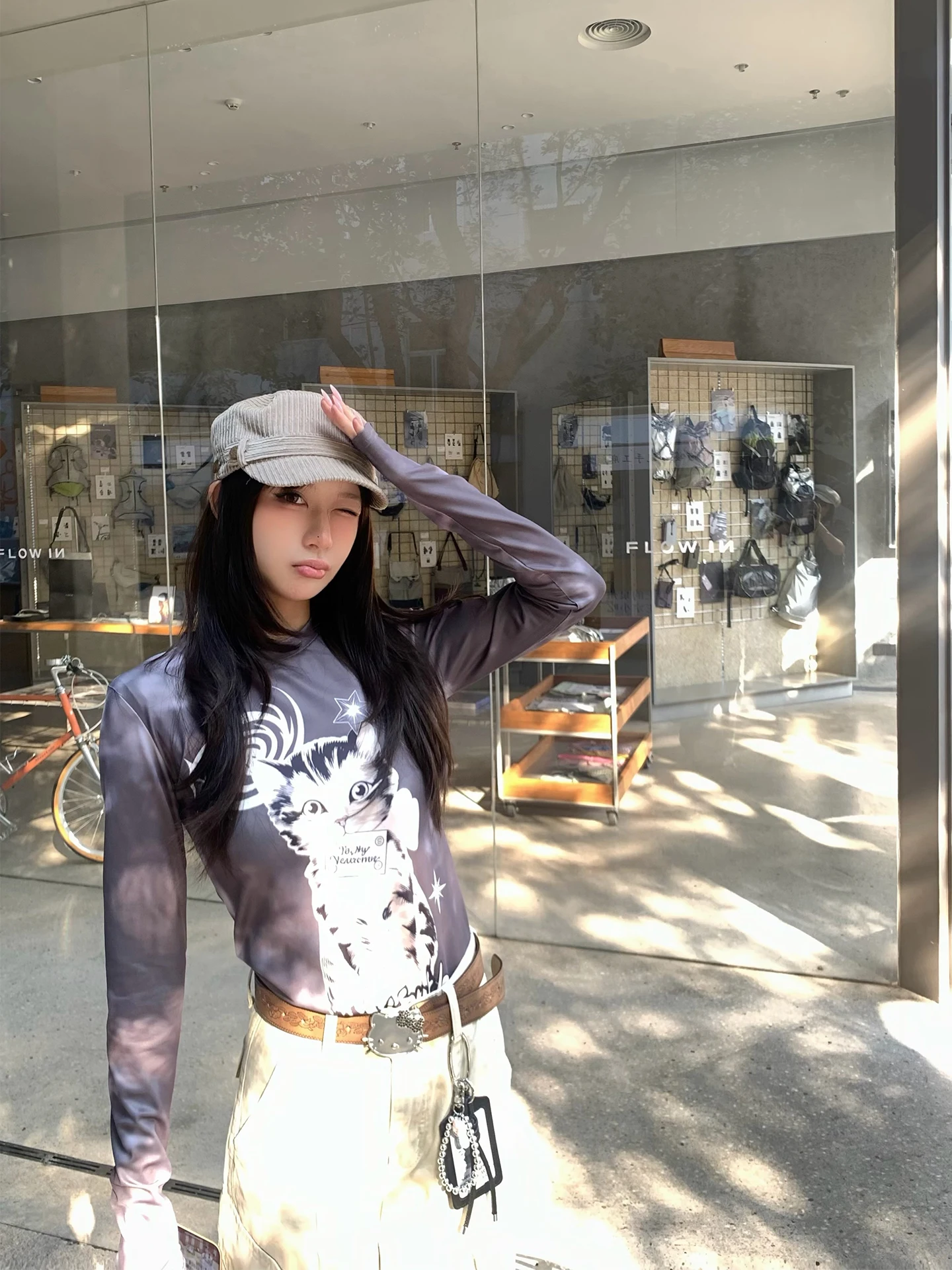 

Женская футболка Xuekeke: гладкая, с длинным рукавом, облегающая, модная, трикотажная, повседневная, с круглым вырезом, с животным принтом