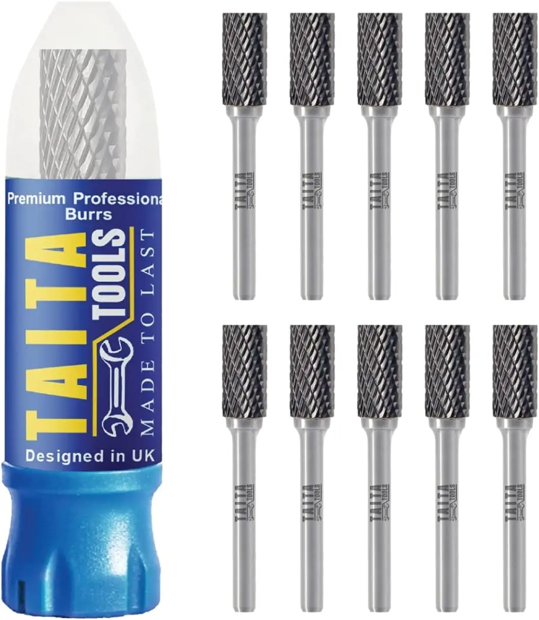 SA-3 Cylindrical Double-Cut Carbide Burr, 1/4 in Shank, 10 Pack | Cylindrical tungsten burr with double-cut flutes for DeWalt, M