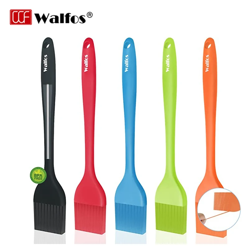 Walfos Silicone Pastry Brush Heat Resistant Basting Oil Brush Set Perfect for Baking BBQ GrillKitchen Cooking BPA Free 5Pcs