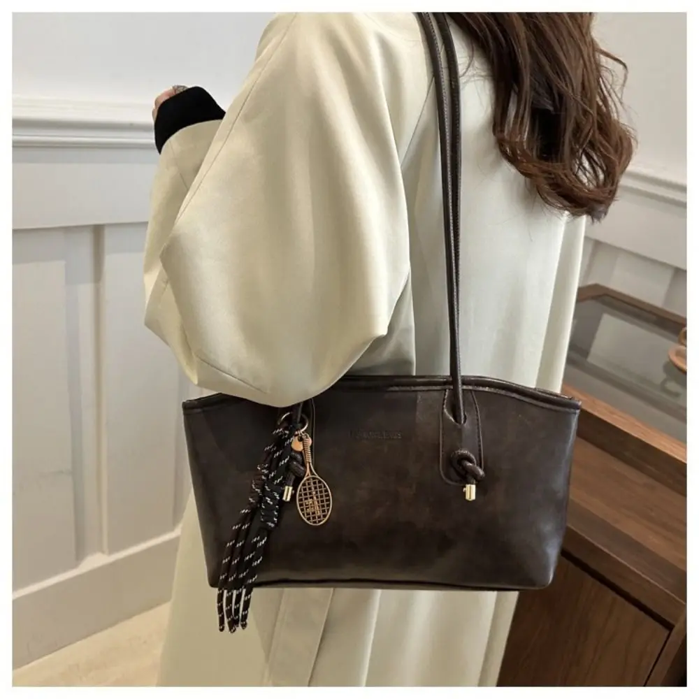 Y2K Trend PU Leather Work Shoulder Bag Solid Color Large Capacity Female Crossbody Bag Simple Commuting Bag Women Female