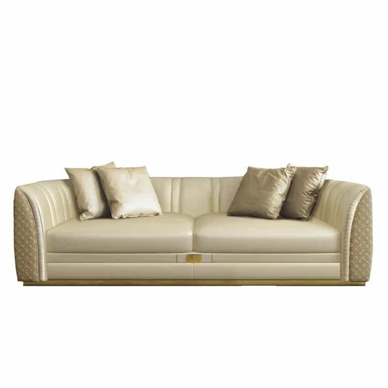 Light luxury three-person sofa, living room four-person leather sofa