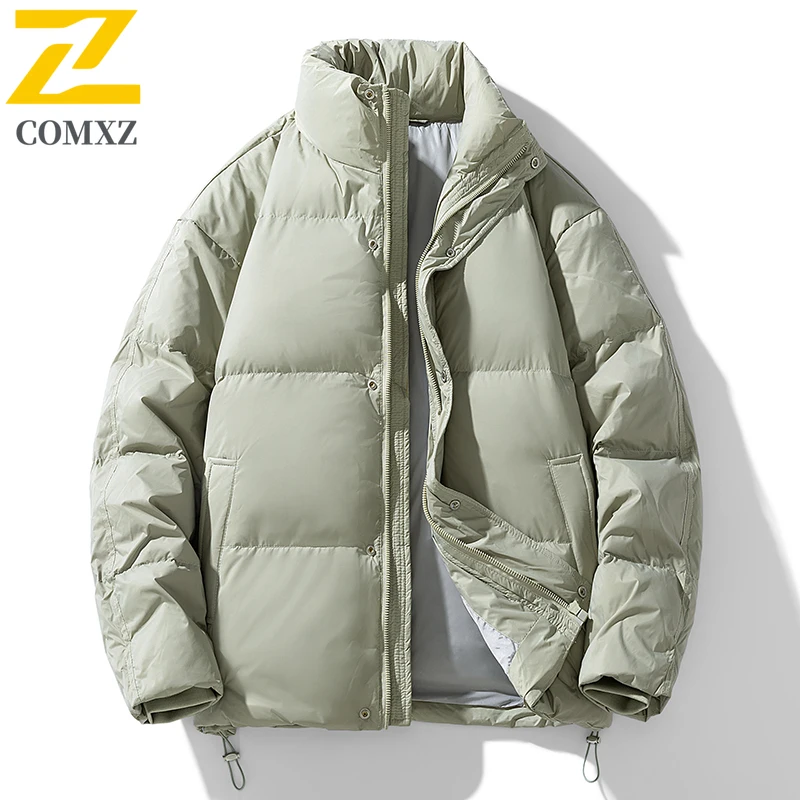 Autumn Winter Warm Stand Collar Down Jacket Loose Fit Thickened White Duck Coat Men Casual Puffer Outerwear Lightweight Comfort