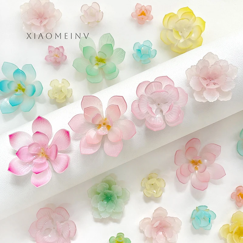 4pcs Heat Shrink Sheet Flower Fresh Summer Lotus Series Perforated Patch DIY Ancient-style Clothing Material