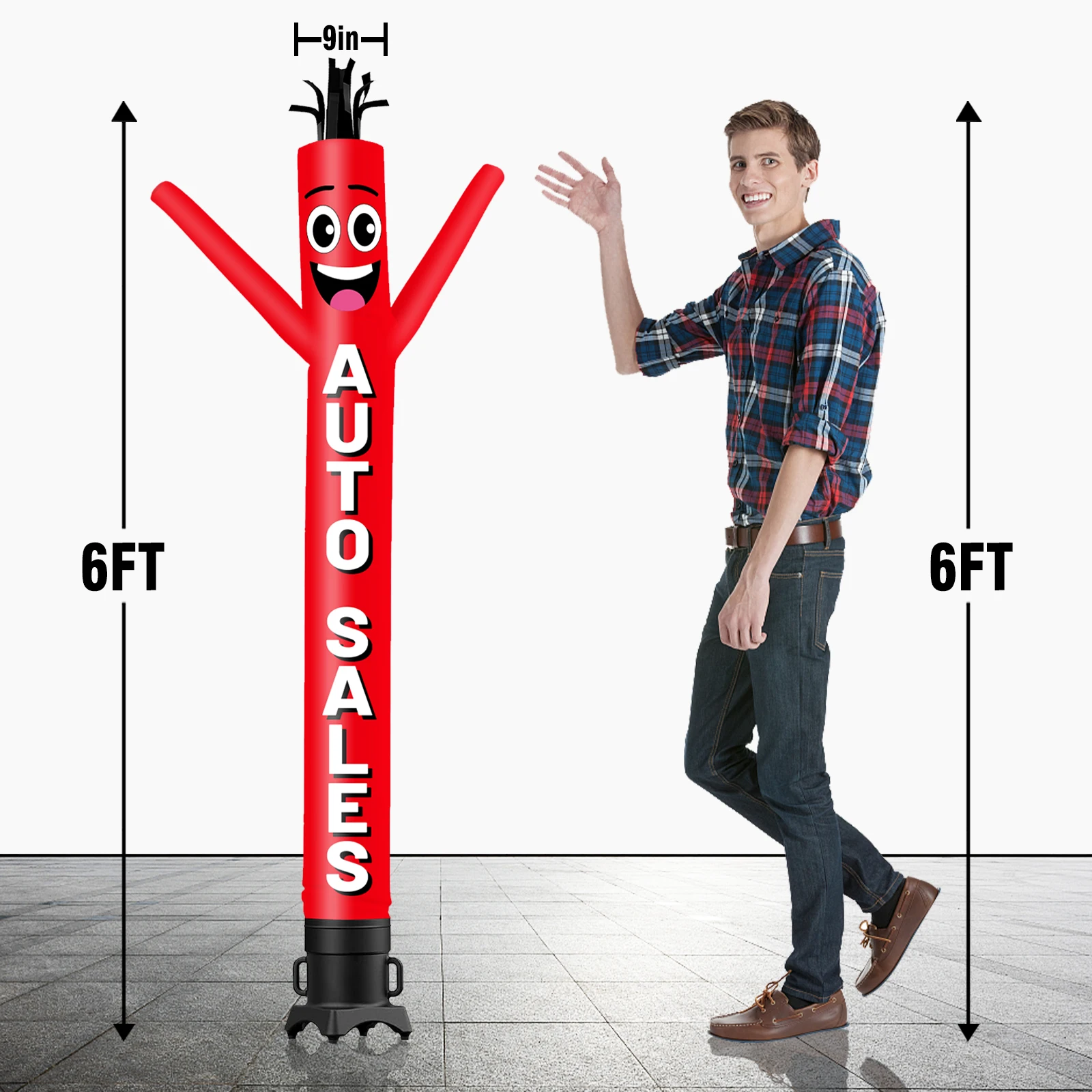 6/10/15/20FT Tall Inflatable Red Auto Sales Dancing Guy for Outdoor Decoration Advertising(Blower Not Included)