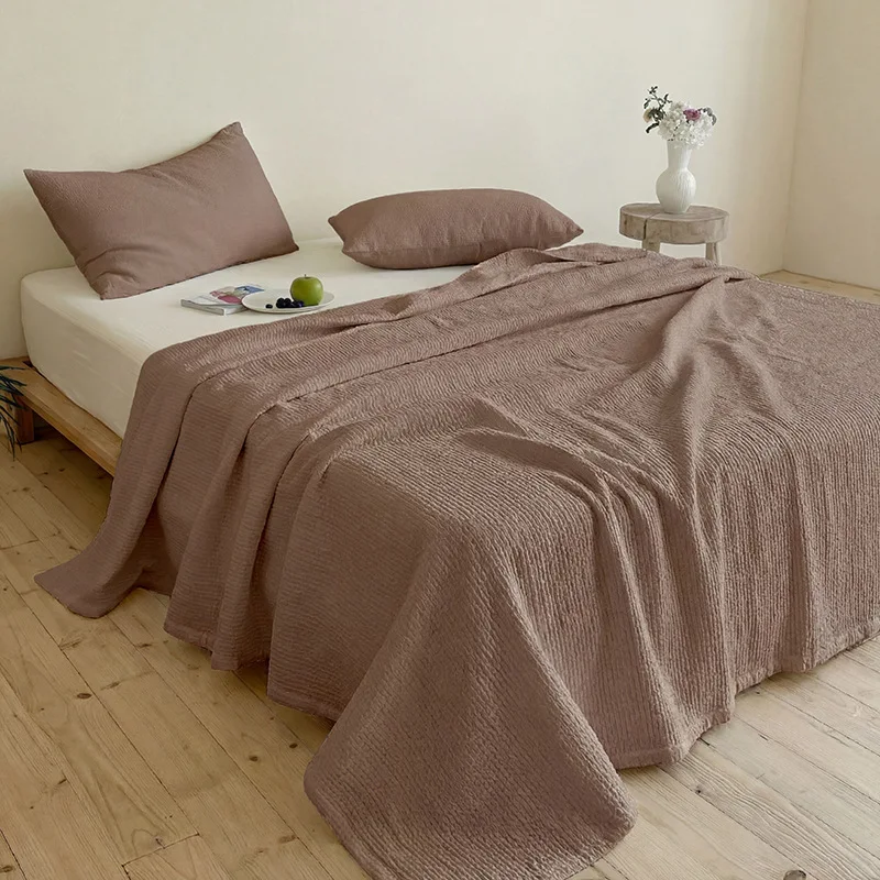 

Plant Dyed 60s Cotton Bedspread Set 3-Piece, Solid Color Quilted Blanket, Sandwashed Quilt, Thickened Bed Sheet & Comforter
