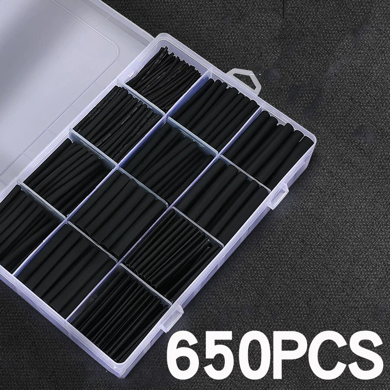 650pcs Heat Shrink Tubing Black innhom Heat Shrink Tube Wire Shrink Wrap UL Approved Ratio 2:1 Electrical Cable Wire Kit