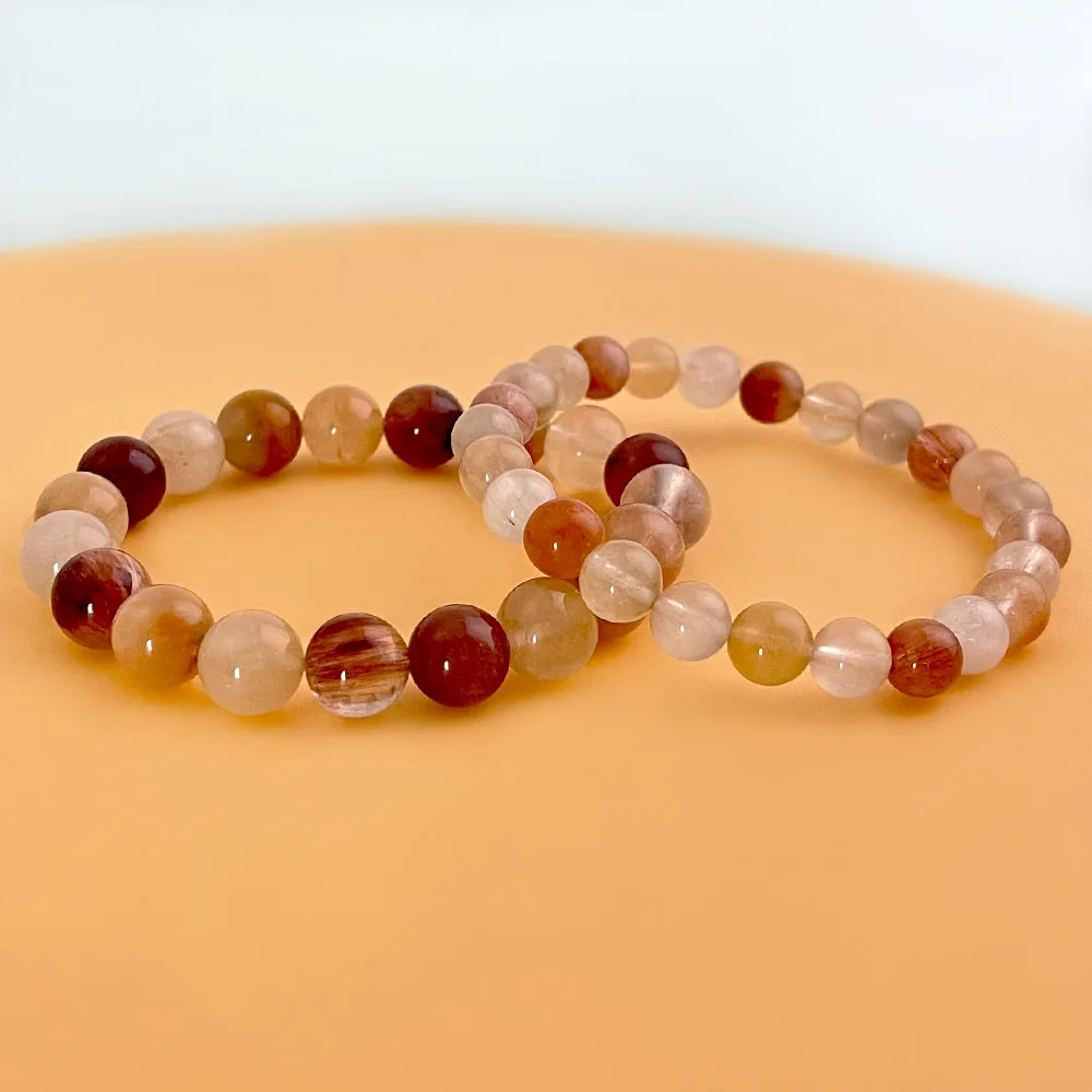 Natural Crystal Stone Bead Strand Bracelet Women Men Fashion Energy Stone Round Buddha Bead Elastic Bangles  Colorful Jewelry