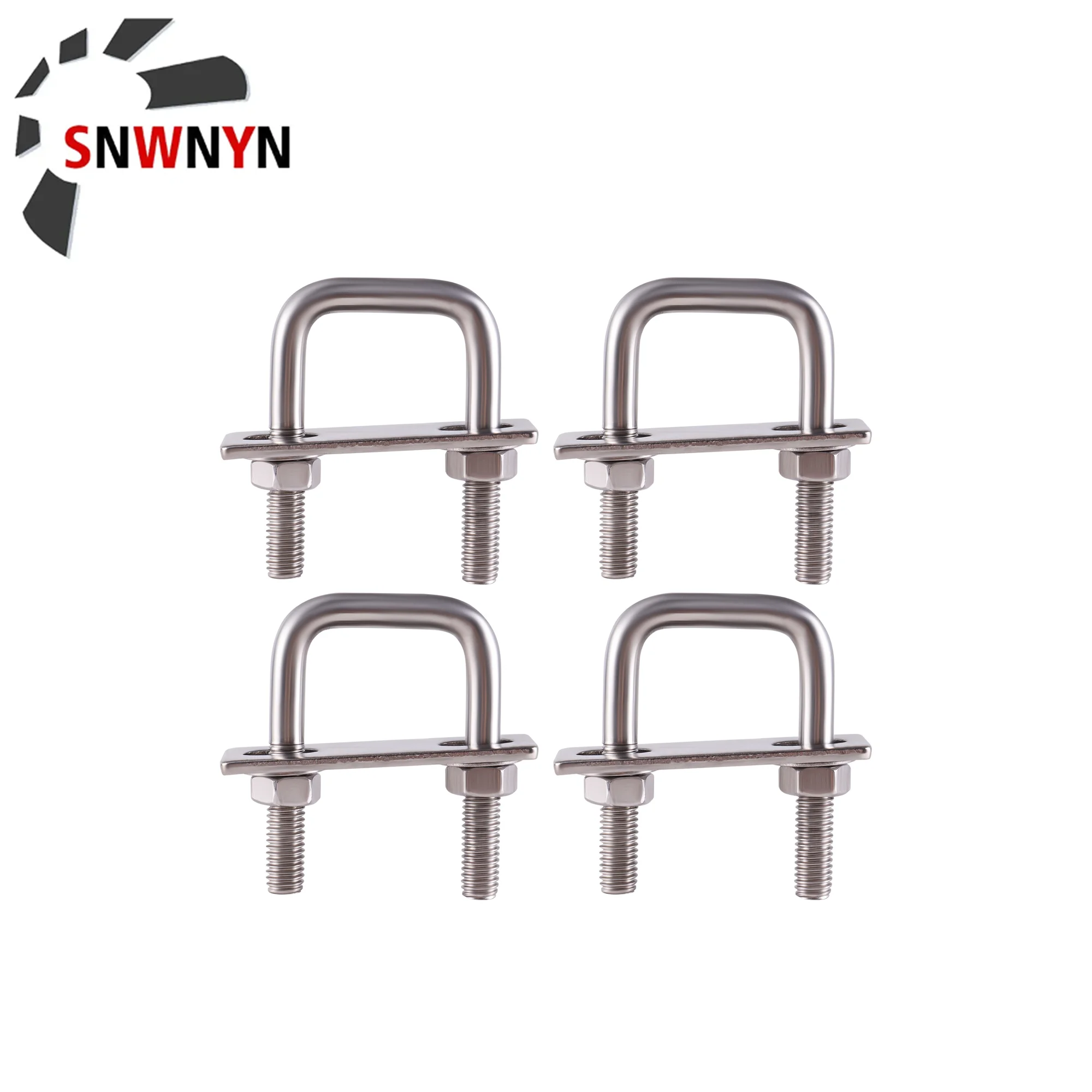 

4PCS 304 Stainless Steel Square U-Bolts 30mm Inner Width M8 Right Angle U Screw Fastener U-Shaped Bolt Set With Washer Nut Plate