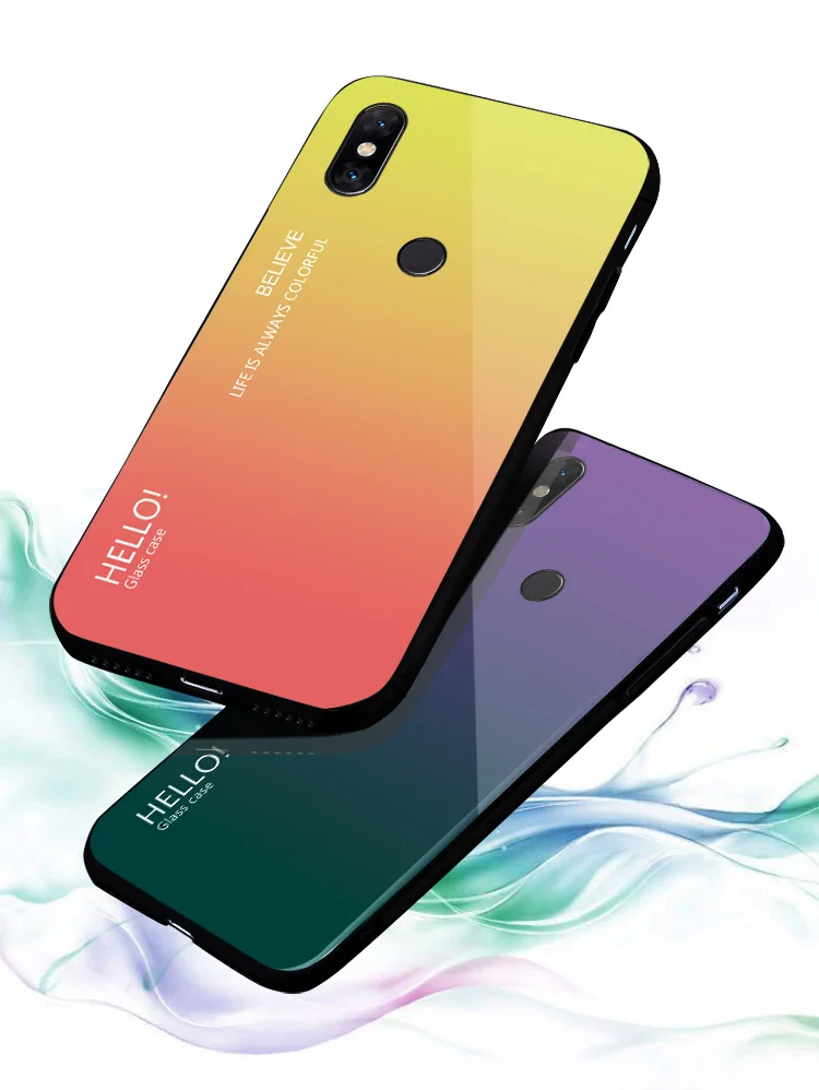 Funda para Xiaomi Mix 3 Mix3 M1810E5A, Cubierta de Vidrio Templado con Degradado, Parachoques de Silicona Suave para Xiaomi Mi Mix 2 Mix2 Mix 3 Mix23