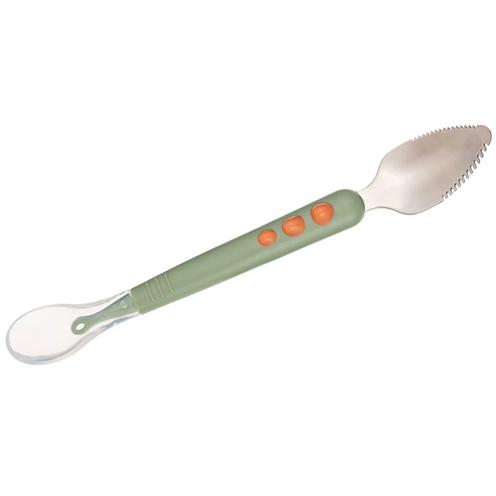 Fruit Scraper Puree Scraping Infant Spoon Baby Feeding Silicone Spoons Food Dispenser Double Head Training Stainless Steel