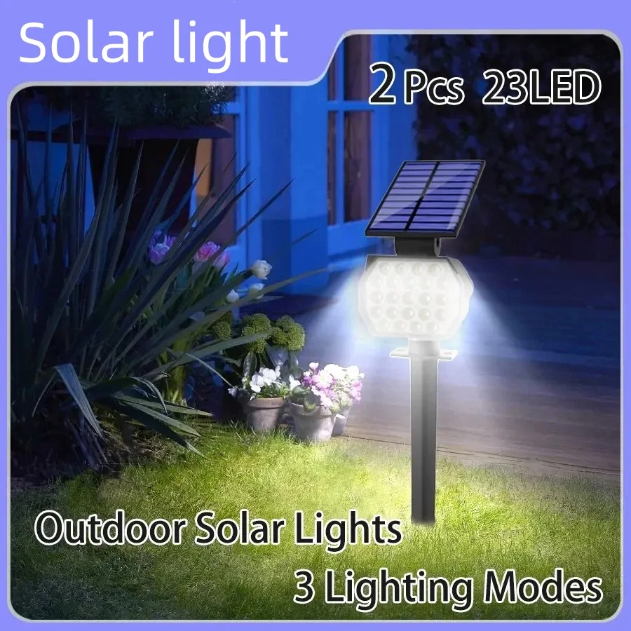 

2pcs 23LED Solar Ground Spotlight White Light Balconies Lawns Roadsides Villas Parties Playgrounds Halloween Decorations Lights