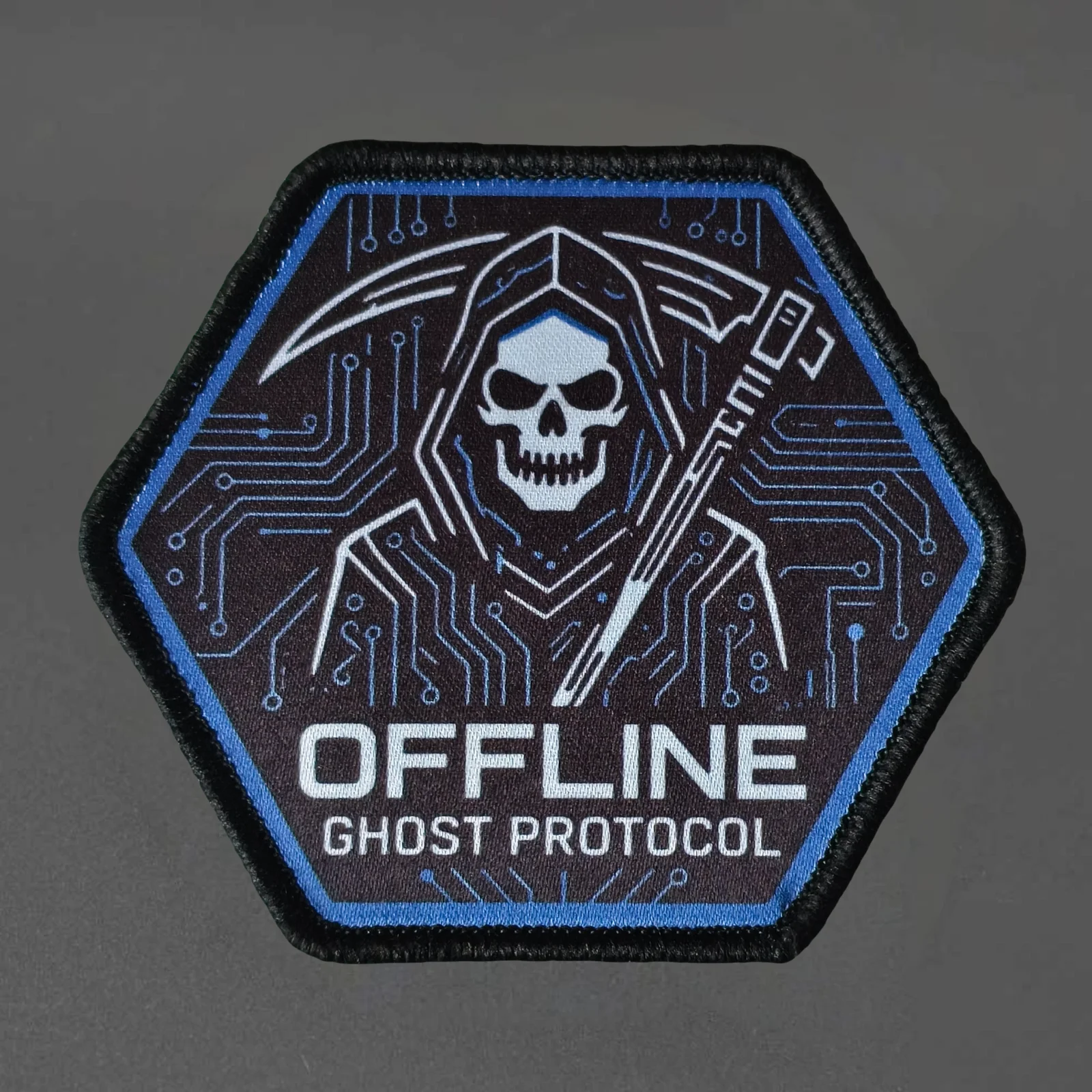 OFFLINE Printing Patch Tactical Punk Sickle Skull Hook and Loop Badge Backpack Appliques Stickers Armband Patches for Clothing