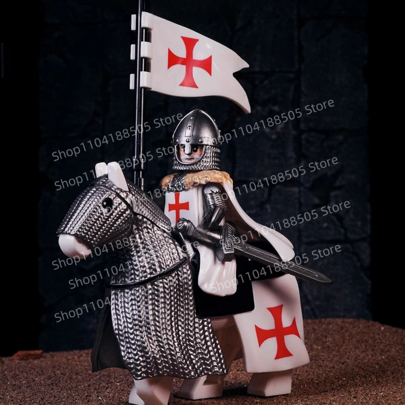 MOC Bouwsteen Mini Beeldje Middeleeuwse Oude Battle Cross Militaire Armor Rijden Samurai Corps Assembleren Speelgoed Cadeau Collectio