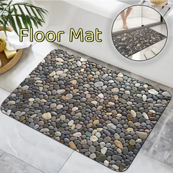 Diatom Mud Carpet Pebble Stone Bathroom Rugs Non Slip Washable Cobblestone Pattern Bath Mat Small Rubber Backed Floor Mat