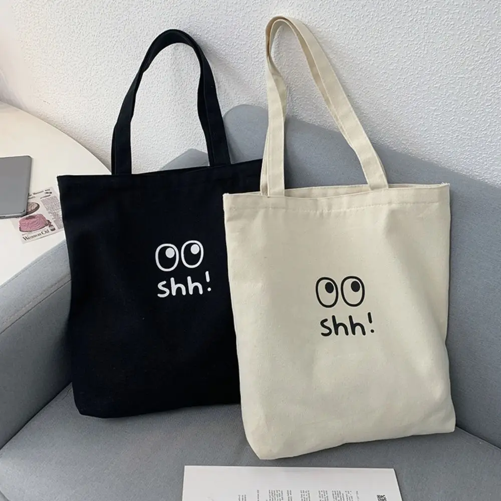 

All-match Casual Canvas Tote Bag Large Capacity Zipper Mommy Handbag Portable Lunch Bag Cloth Shoulder Bag Students
