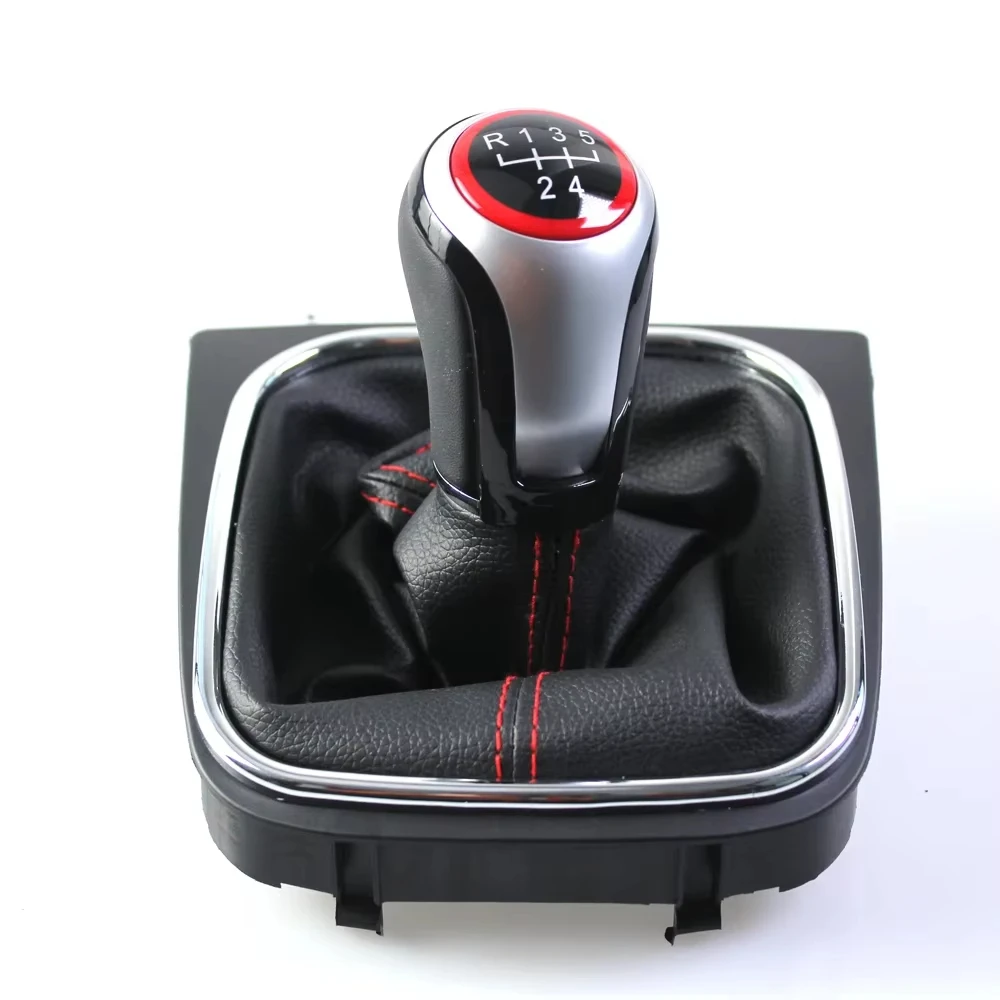 5/6 Speed Gear Shift Knob With Leather Gaiter Boot Cover For VW Golf 5 6 R32 GTI GTD MK5 2004-2009 MK6 2010-2014 Jetta Scirocco