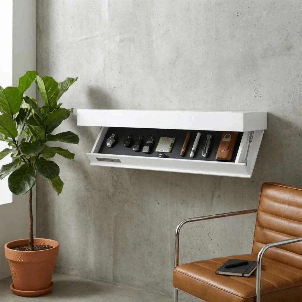 Solid Color Wooden Magic Flap Shelf Decorative Space Saving Hidden Shelves with Secret Compartment Wall Mounted