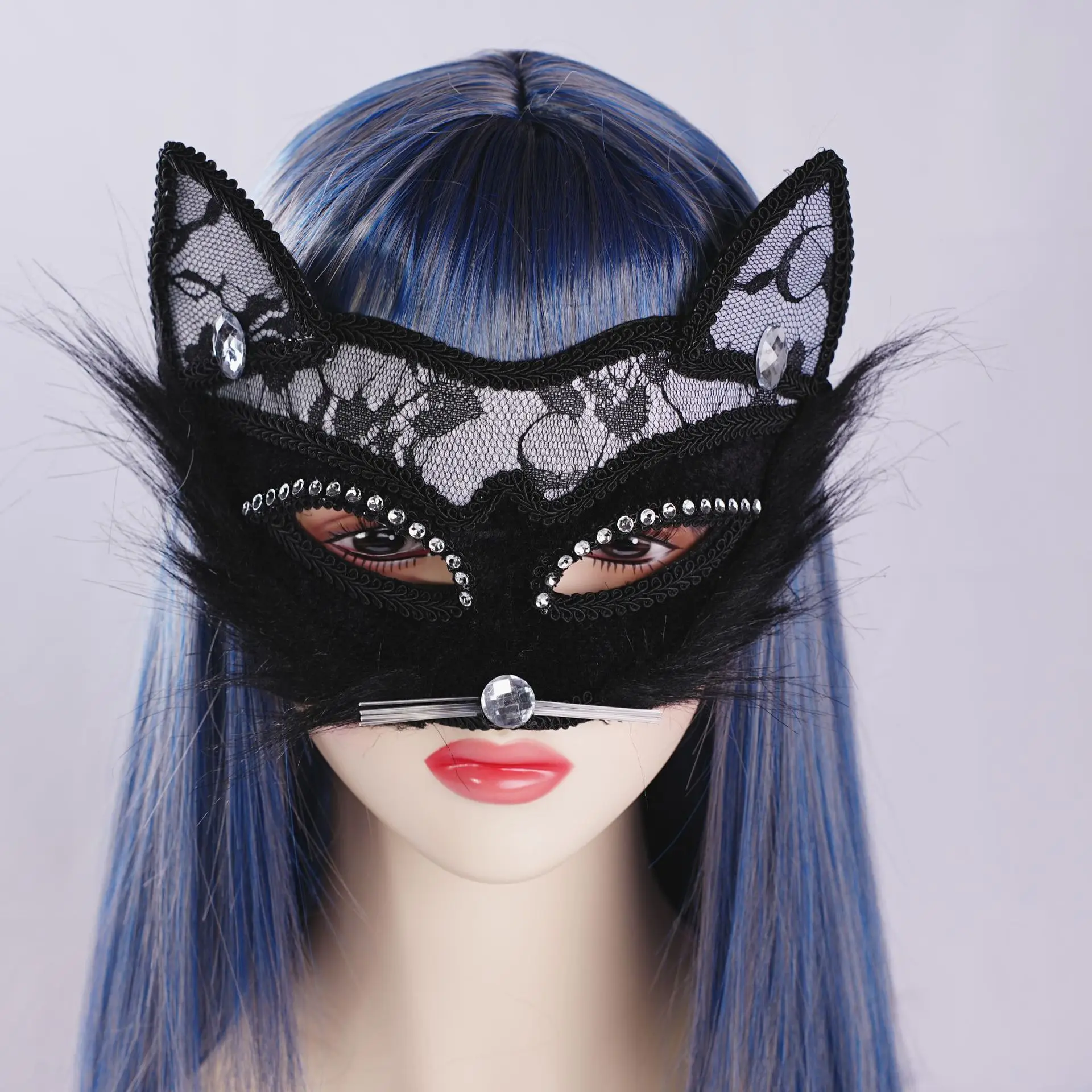 Makeup Ball Mask Animal Male Female Half Face Prop Cat Mask Halloween Fox
