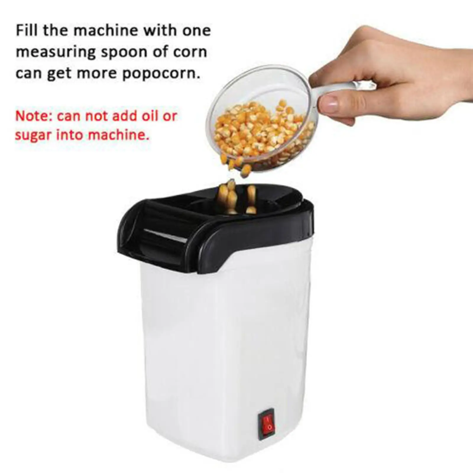 

Fityle Hot Air Popcorn Machine 1200W Electric Popcorn Maker and Top Lid for Home Automatic popcorn Popper machine Oil-free