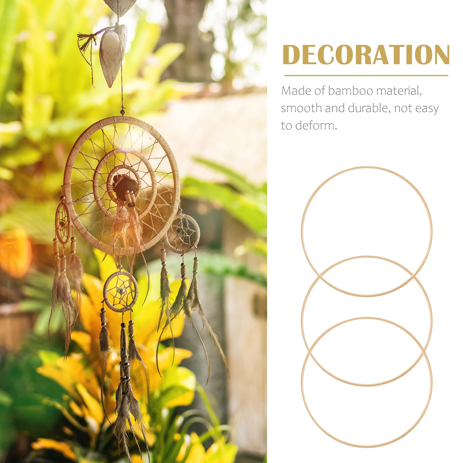 

12Pcs Dream Catcher Bamboo Rings 23cm Round Frame Craft Material for DIY Dream Catcher Accessories Handcraft Home Decor