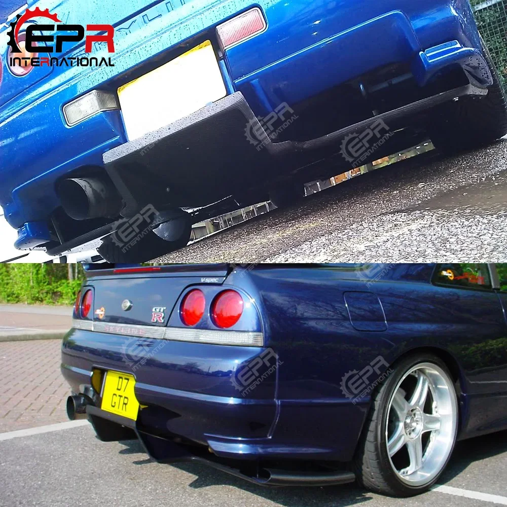 (Local in USA) For Nissan Skyline R33 GTR TS Style Carbon Fiber Type 2 Rear Diffuser w/ Metal Fitting Accessories Body kit