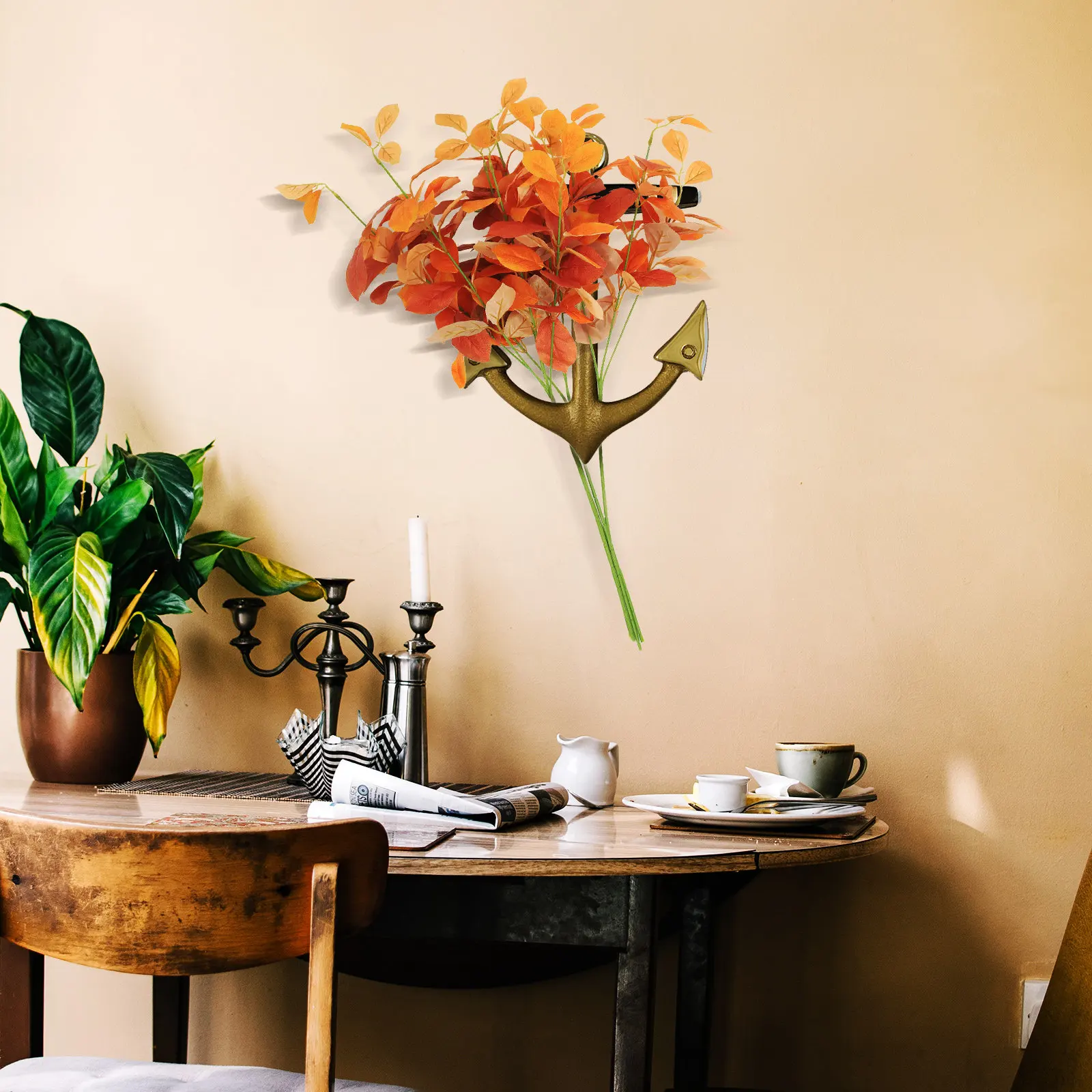 

4Pcs Artificial Leaves Branch Fake Leaf Picks Home Vase Filling Ornamental Plant Stems Natural Simulation Leaves