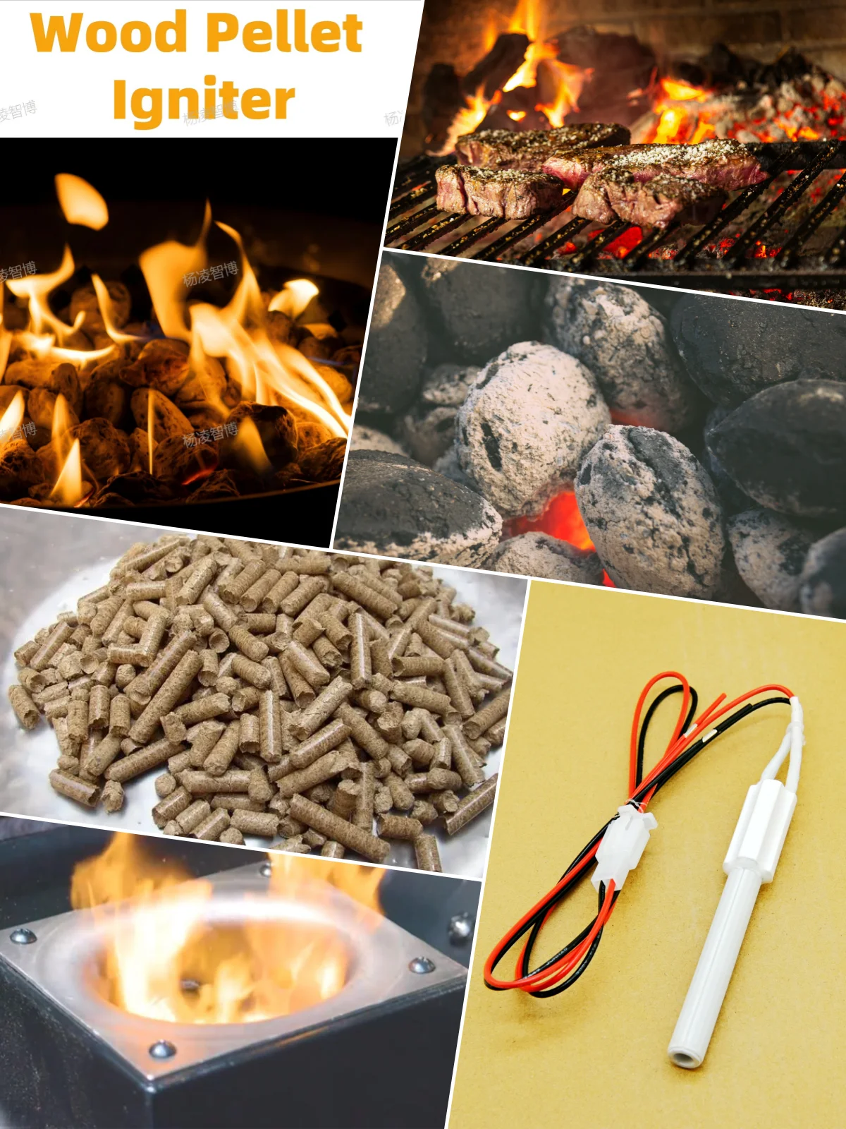 Allumeur en céramique 220V 300W pour four à granulés de biomasse, poêle à granulés de bois, équipement de chauffage pour l'allumage des cheminées, fours de Barbecue