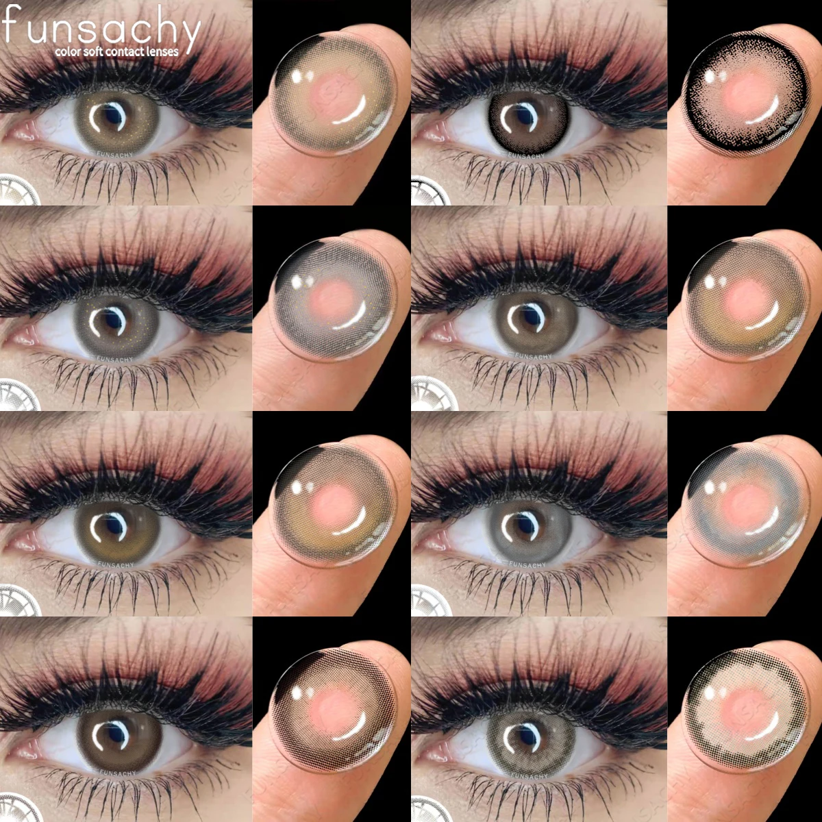 Funsachy 2 stücke neue farbige Kontaktlinsen Mode jährliche graue Augen Linsen natürliche blaue Augenlinsen grüne Pupillen Make-up Augen Linse