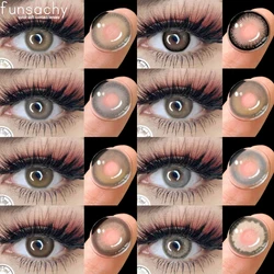 FUNSACHY 2pcs New Colored Contact Lenses Fashion Yearly Gray Eyes Lenses Natural Blue Eye Lenses Green Pupils Makeup Eyes Lens