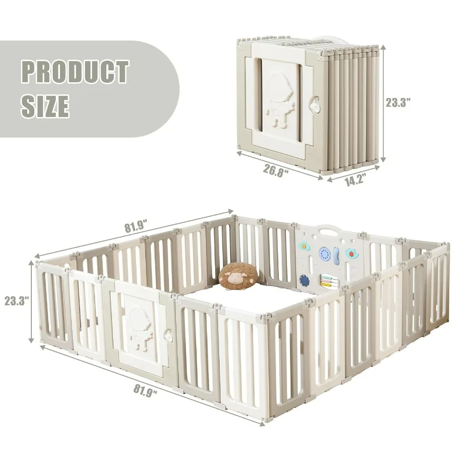 Stylo de jeu pliable pour bébé avec 22 panneaux pour nourrissons et tout-petits, parc portable extra large avec design d'astronautes idéal pour