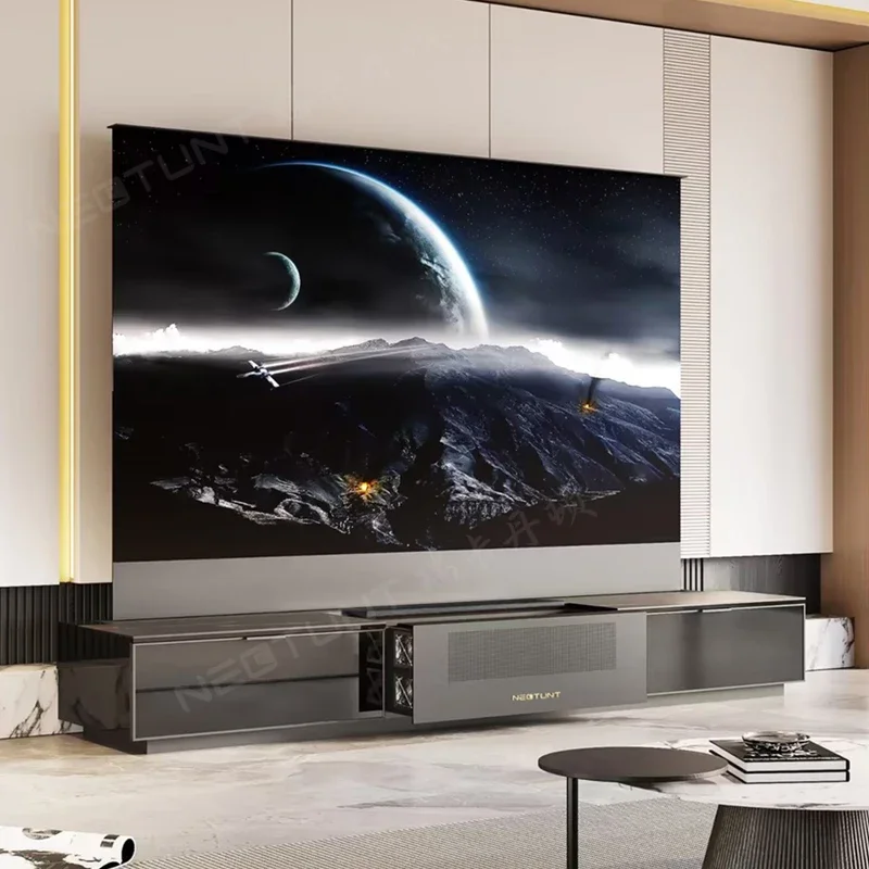 OEM Luxe Wupro R20 Moderne Laser TV-kast 100/120 inch Grote opslag met vloer stijgend scherm Gemotoriseerde Smart tv-standaardkast