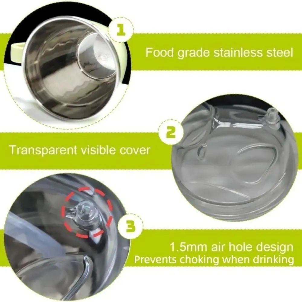 New 350ml Drinking Aids Sippy Cup Stainless Steel Anti Choke Straw Cup Easy-Clean Spill Proof Elderly Feeding Cup