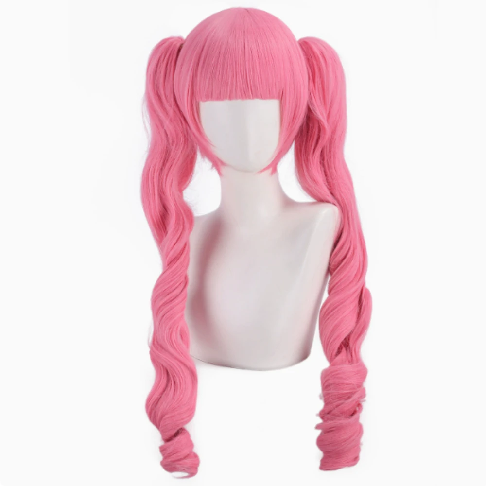 Princess Perona Cosplay Wigs Pink Double-Curled Ponytail Synthetic Fiber Heat-Resistant Ideal for Comic Con Performances