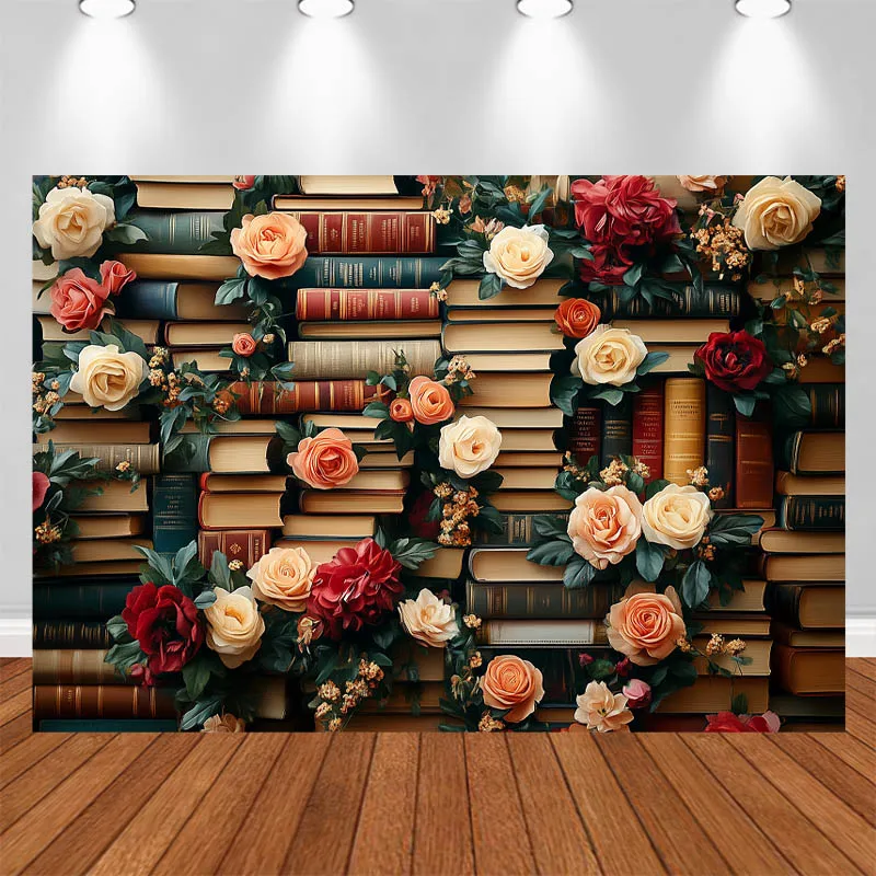 

LS Photography Background Studio Full-Screen Floral Book Decorations Adult Portrait Photo Backdrop Studio