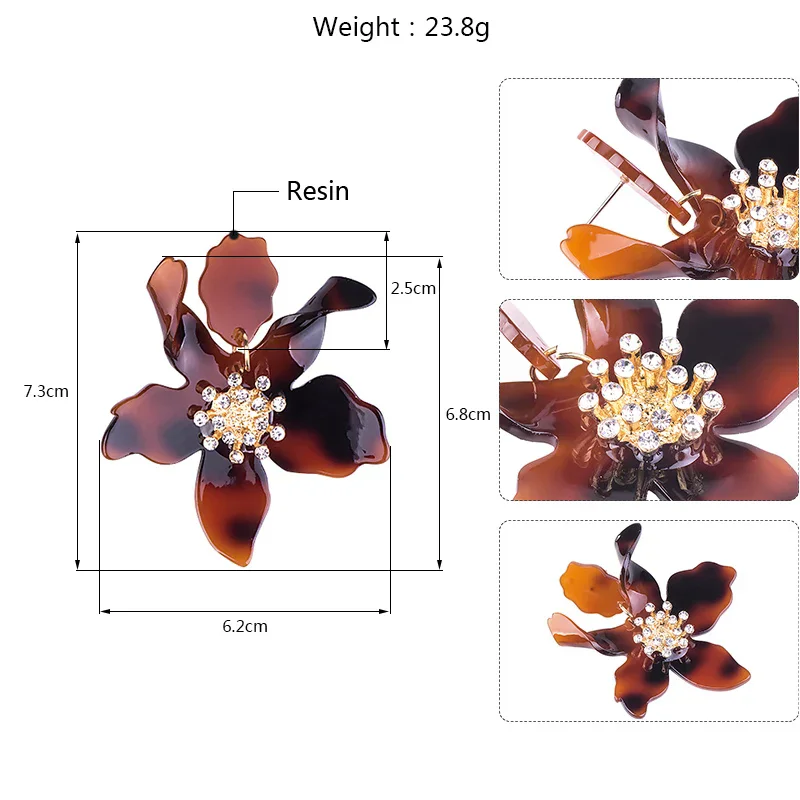 Multi Colors Fashion New Big Statement Resin Acrylic Flower Pendant Earrings for Women Party Jewelry