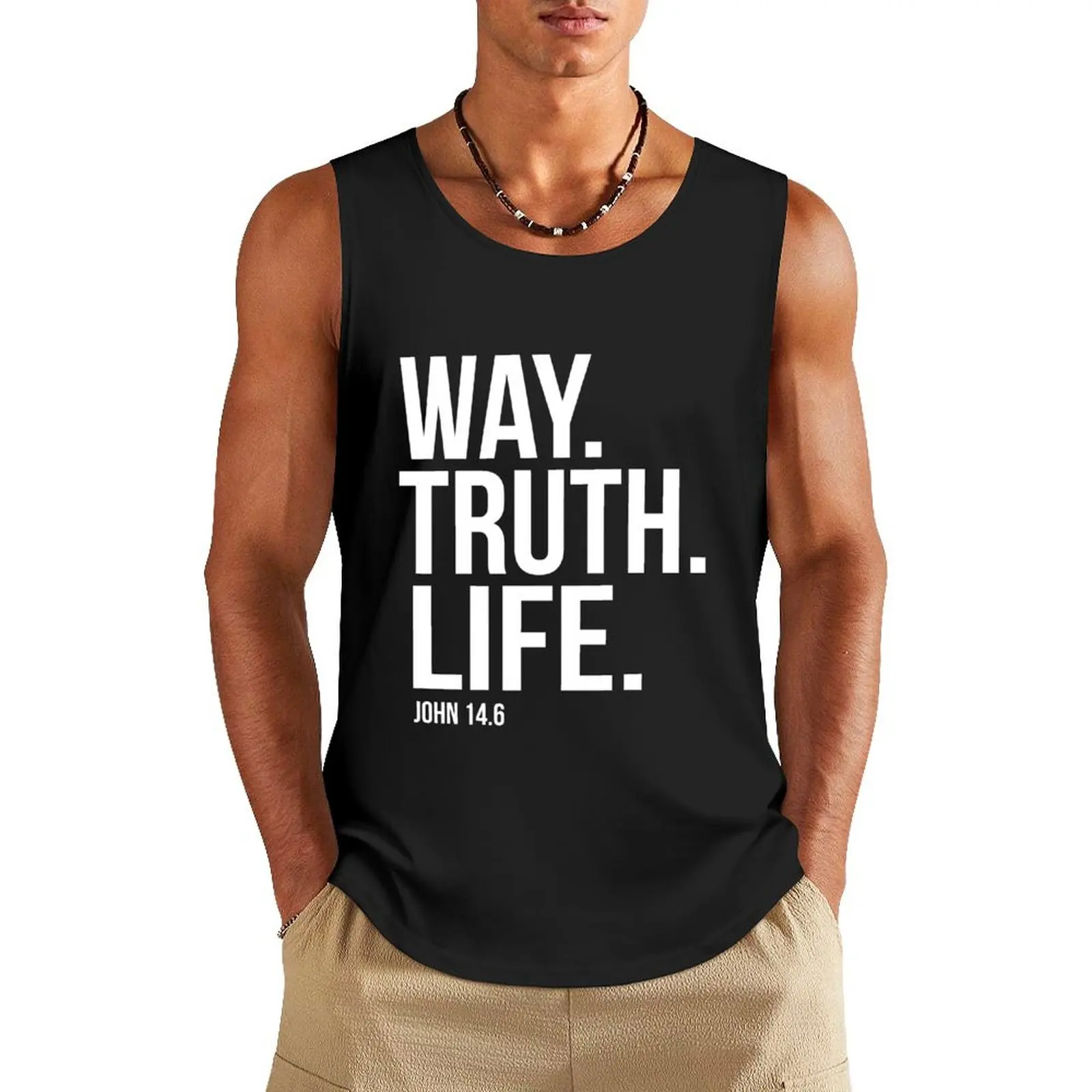 

Way Truth Life John 14:6 Bible Scripture Verse Christian Gift Tank Top t-shirts for men Men's t-shirt