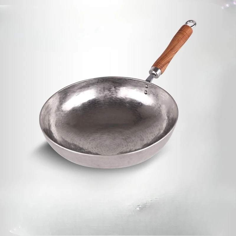 

Non-uncoated, non-stick pan, wok, round bottom pure titanium, household