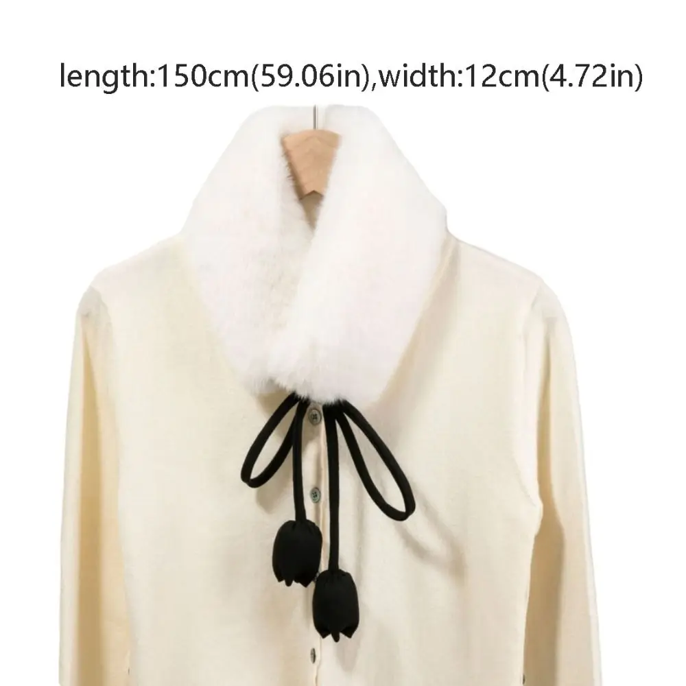 الحلو الأرنب الفراء غطاء للأذنين متعددة الوظائف زهرة التوليب حبل دافئ أفخم وشاح عقال بلون الفراء الرقبة أدفأ التسوق