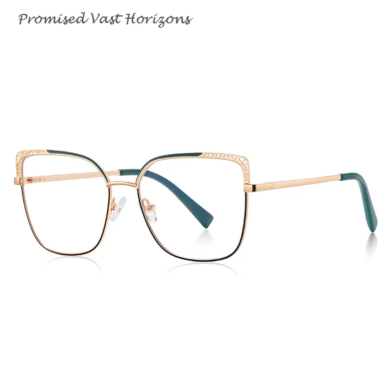 Montature per occhiali resistenti al blocco della luce blu in metallo ottico con motivo cavo progressivo a doppio colore con giunture colorate originali