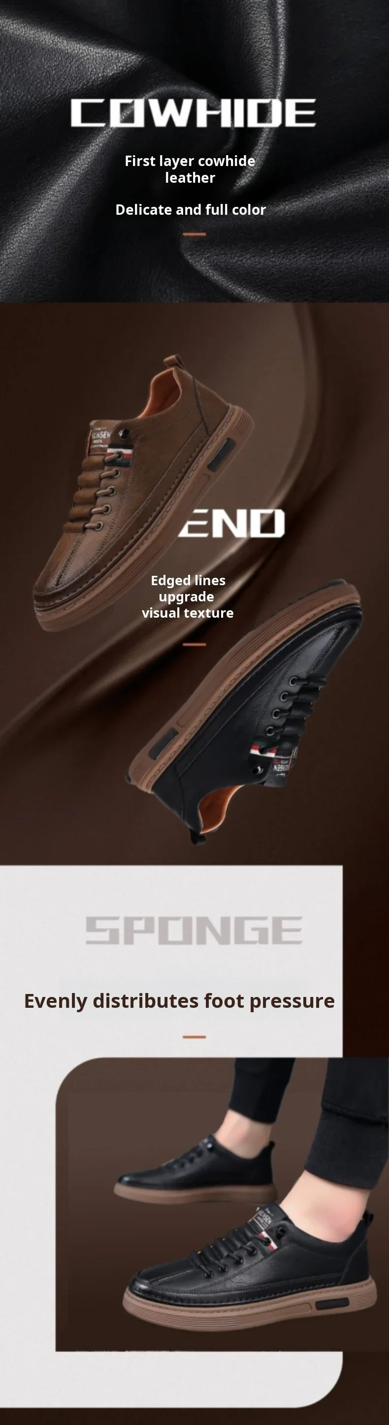 Herren-Freizeitschuhe für Frühling und Herbst, druckentlastende, atmungsaktive, schnürlose Lederschuhe, superweiche und strapazierfähige Herren-Board-Schuhe – Detail 4