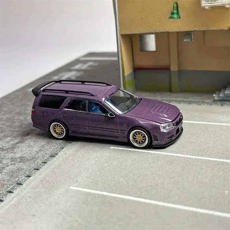 ZOOM 1:64 R34 Stagea full carbon Black / Blue / Purple limited499 Diecast Model Car