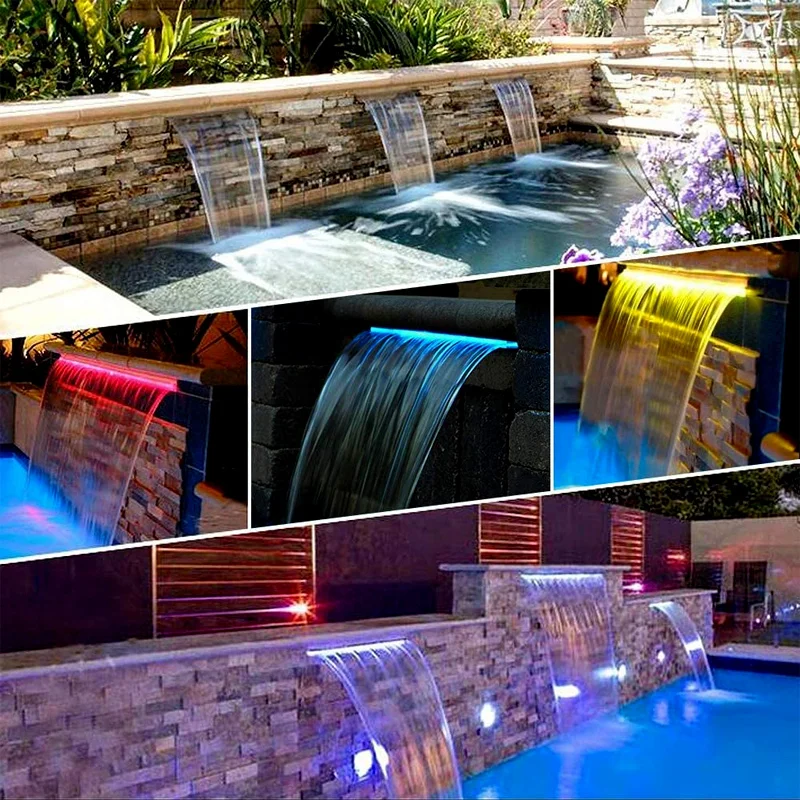 

Acrylic Waterfall Water Trough Courtyard Fish Pond Rockery Water Curtain Water Wall Outlet with LED Light