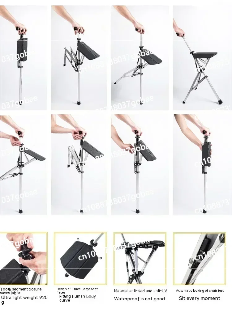 Outdoors Folding Crutch Chair Elderly Rest Hand Stool Light Multifunctional Non Slip Portable Stools Beach Camping Chair