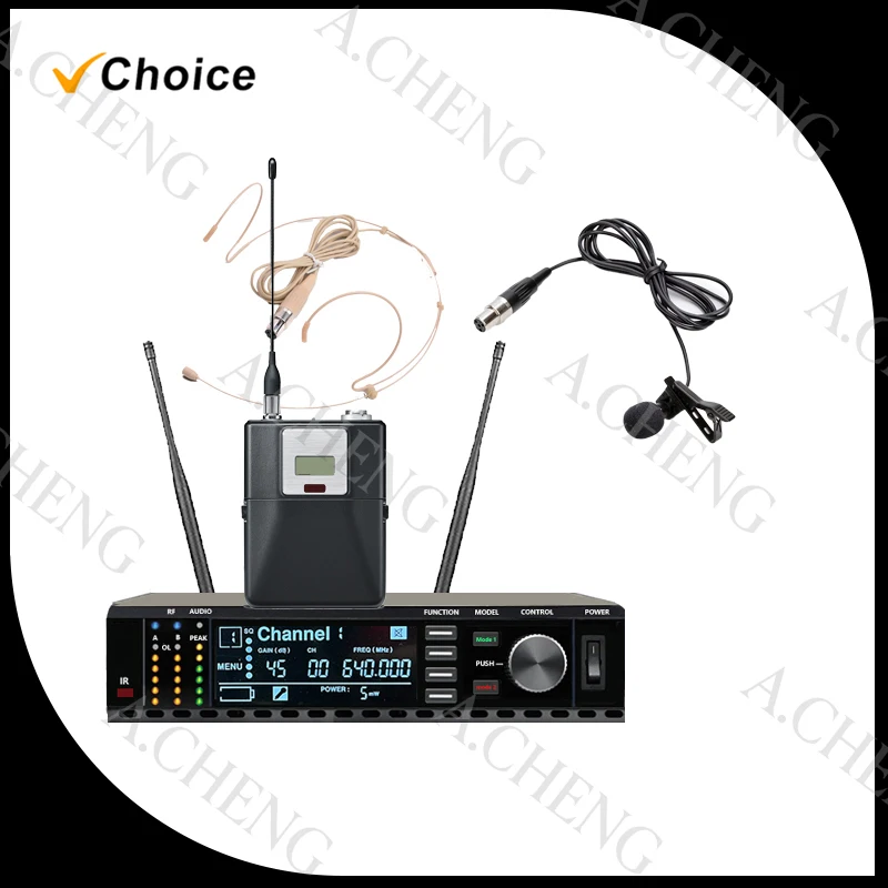 A.CHENG AD4G Bodypack Head-Worn Lavalier Wireless Microphone with UHF Long-Distance Reception and Excellent Performance